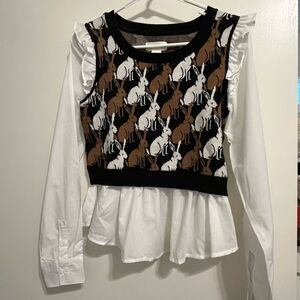 Anthropologie/Maeve knit vest cotton shirt